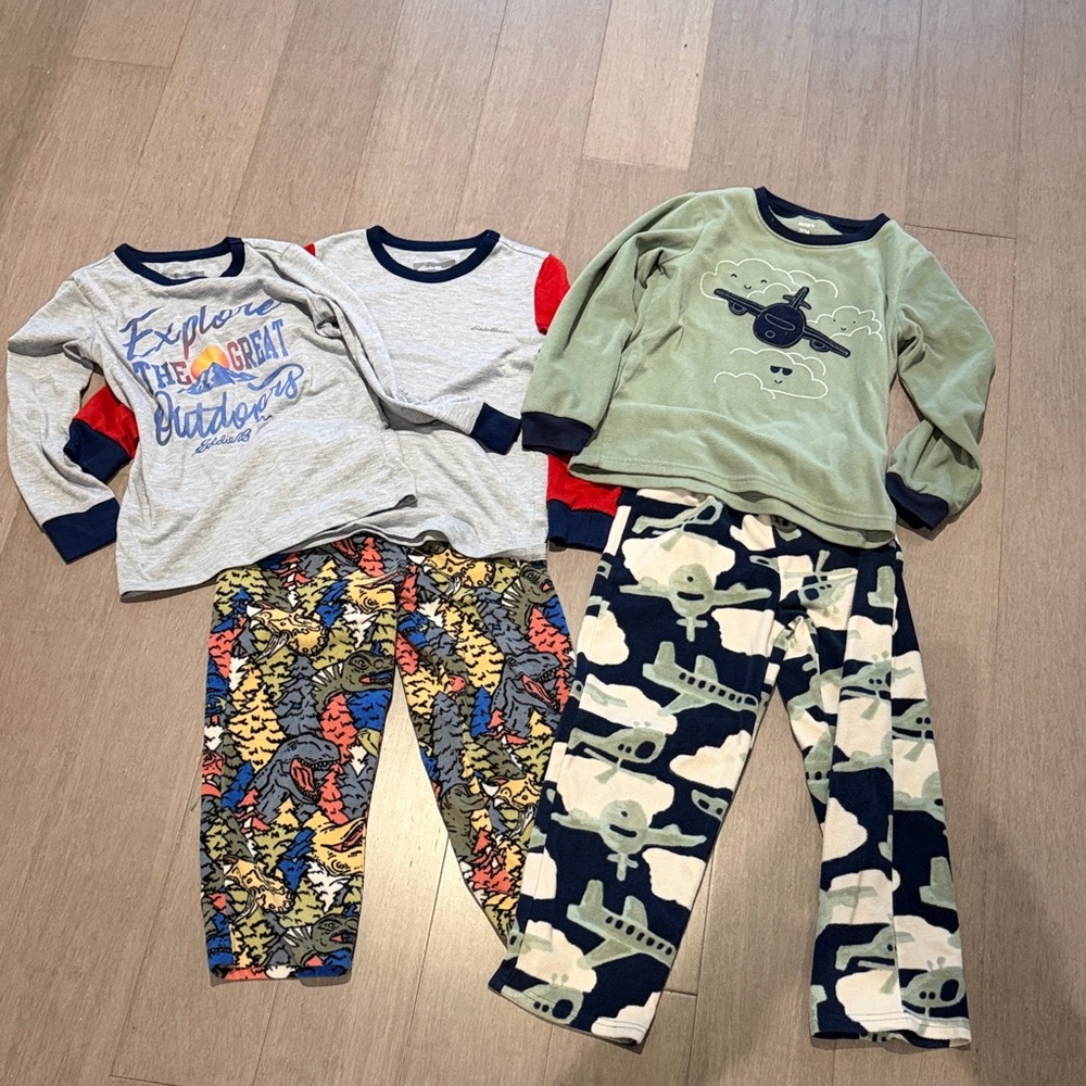Kids Pajamas Set - Airplane and Dino Forest Print